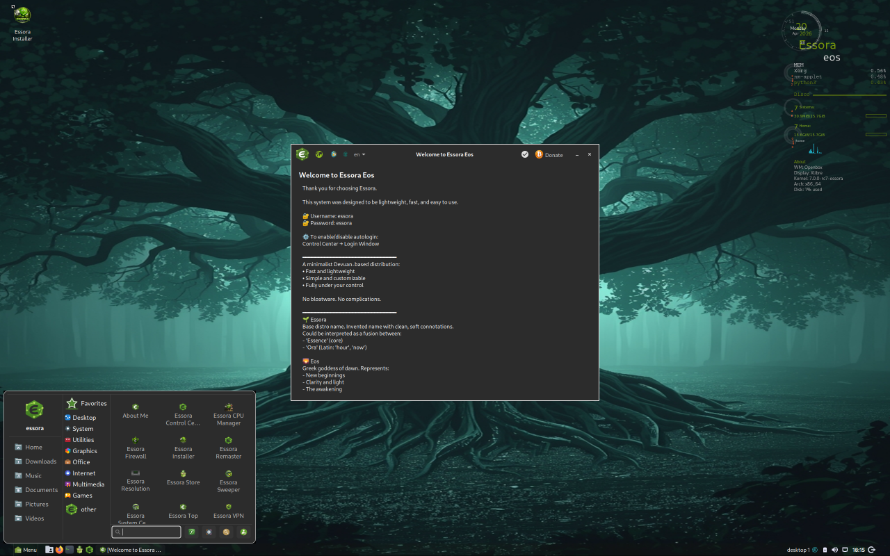 Essora Eos screenshot