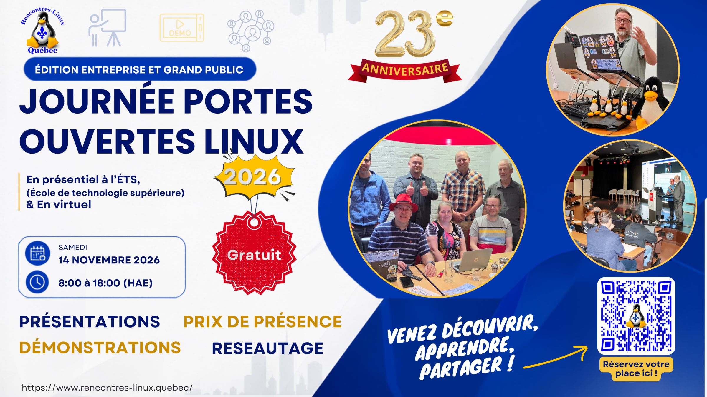 Celebrate 23 Years of Linux Meetups in Québec!